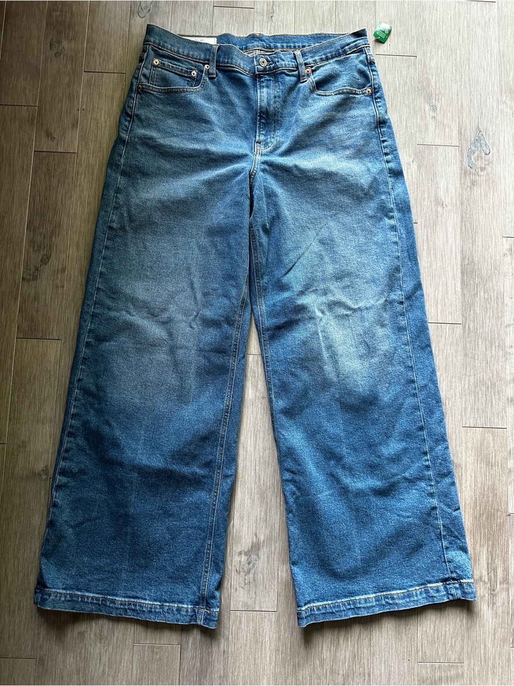 NWT GAP High Rise Stride Wide leg Denim Jeans in Blue Size 33/16RS